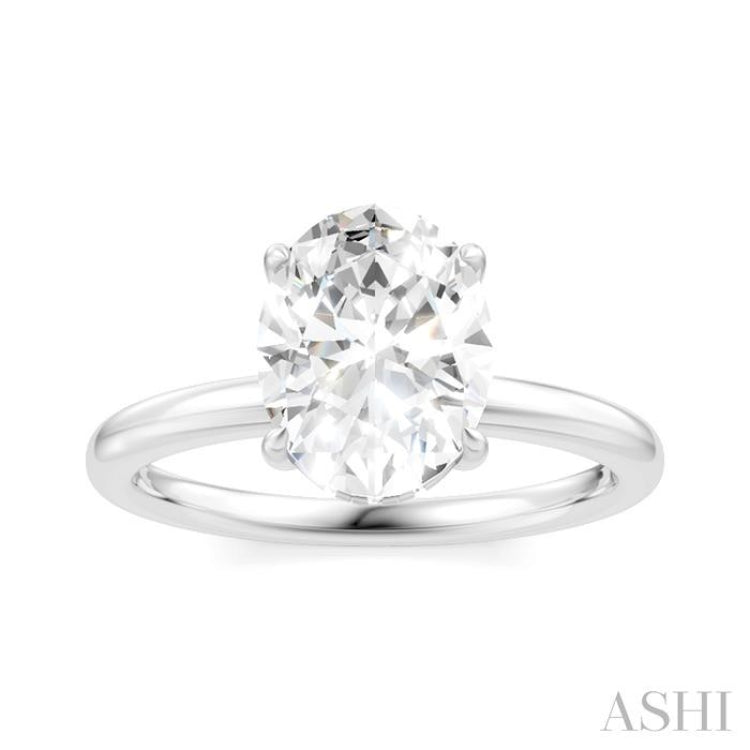 1/20 Ctw Oval Shape Round Cut Diamond Semi Mount Engagement Ring in 14K White Gold