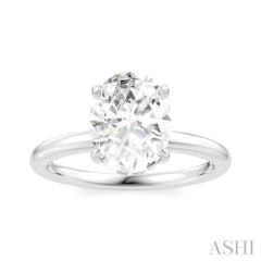 1/20 Ctw Oval Shape Round Cut Diamond Semi Mount Engagement Ring in 14K White Gold