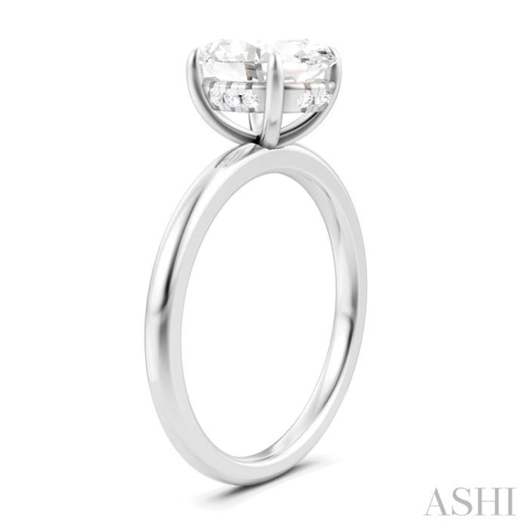 1/20 Ctw Oval Shape Round Cut Diamond Semi Mount Engagement Ring in 14K White Gold