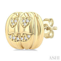 1/10 Ctw Petite Pumpkin Single Cut Diamond Fashion Earrings in 10K Yellow Gold