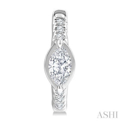 1/3 Ctw Marquise Centerpiece and Round Cut Diamond Fashion Huggie Earrings in 14K White Gold