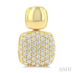 1/3 Ctw Cushion Shape Mount Pave Set Round Cut Diamond Fashion Earring in 10K Yellow Gold