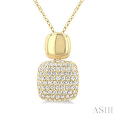1/4 Ctw Twin Cushion Mount Pave Set Round Cut Diamond Fashion Pendant With Chain in 10K Yellow Gold