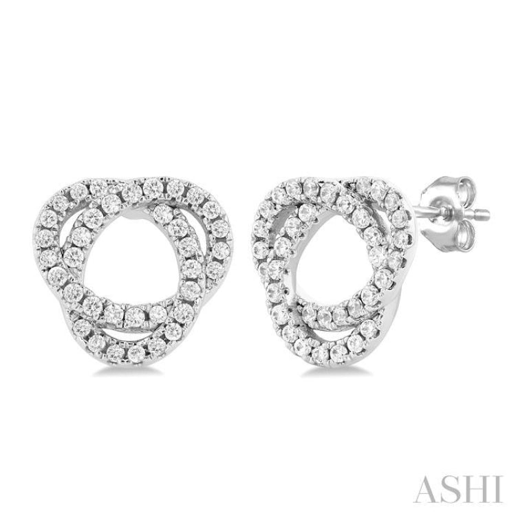 1/3 Ctw Trinity Knot Round Cut Diamond Fashion Stud Earrings in 10K White Gold