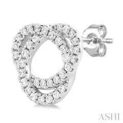 1/3 Ctw Trinity Knot Round Cut Diamond Fashion Stud Earrings in 10K White Gold