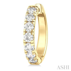 2 Ctw Round Cut Diamond Hoop Earrings in 14K Yellow Gold