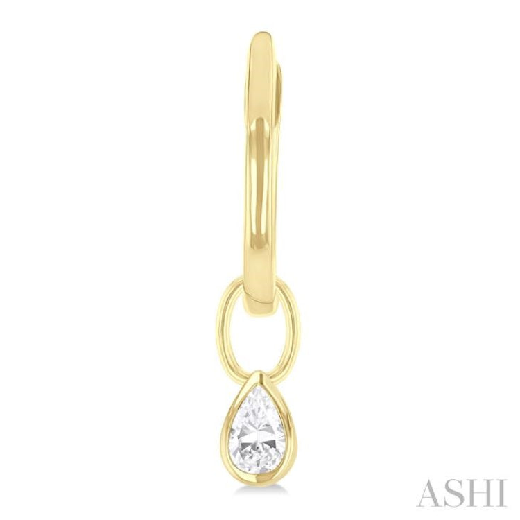 1/3 ctw Bezel Set Pear Cut Diamond Huggie Earrings in 10K Yellow Gold