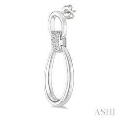 1/10 Ctw Oval Shape Link Single Cut Diamond Fashion Earrings in Sterling Silver