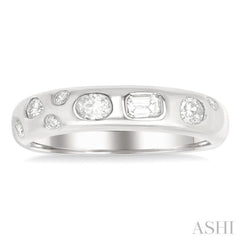 1/3 Ctw Bezel Set Mixed Shape Diamond Cut Fashion Band in 14K White Gold