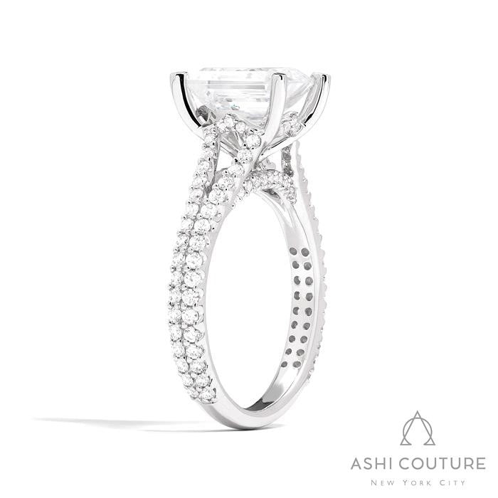 Bridal Split Shank Emerald Semi-Mount Engagement Ring in White Gold