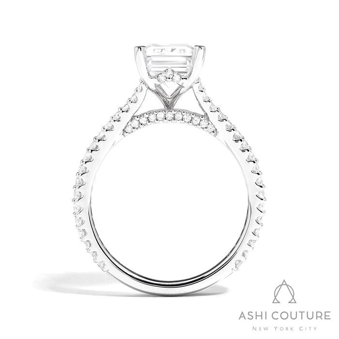 Bridal Split Shank Emerald Semi-Mount Engagement Ring in White Gold
