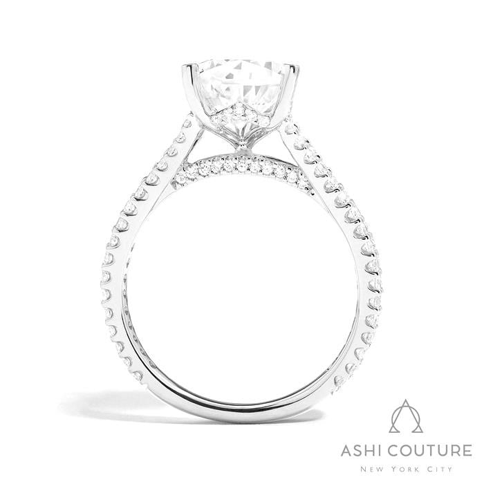 Bridal Split Shank Pear Semi-Mount Engagement Ring in White Gold