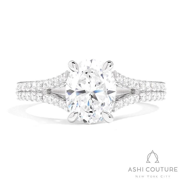 Bridal Split Shank Oval Semi-Mount Engagement Ring in White Gold