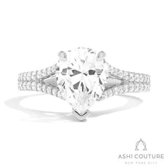 Bridal Split Shank Pear Semi-Mount Engagement Ring in White Gold