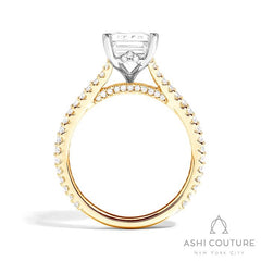 Bridal Split Shank Emerald Semi-Mount Engagement Ring in Yellow and White Gold