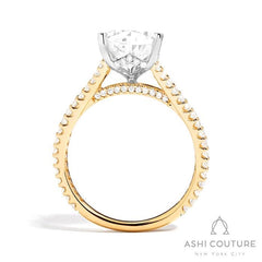 Bridal Split Shank Pear Semi-Mount Engagement Ring in Yellow and White Gold