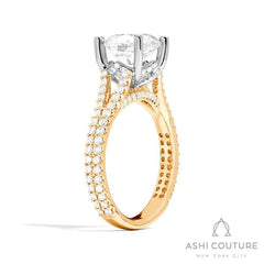 Bridal Split Shank Round Semi-Mount Engagement Ring in Yellow and White Gold