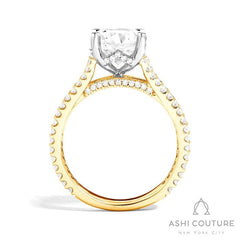 Bridal Split Shank Round Semi-Mount Engagement Ring in Yellow and White Gold