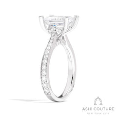 Bridal Channel/Prong Set Diamond Shank Emerald Semi-Mount Engagement Ring in White Gold