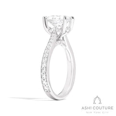 Bridal Channel/Prong Set Diamond Shank Oval Semi-Mount Engagement Ring in White Gold
