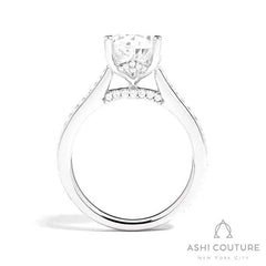 Bridal Channel/Prong Set Diamond Shank Pear Semi-Mount Engagement Ring in White Gold