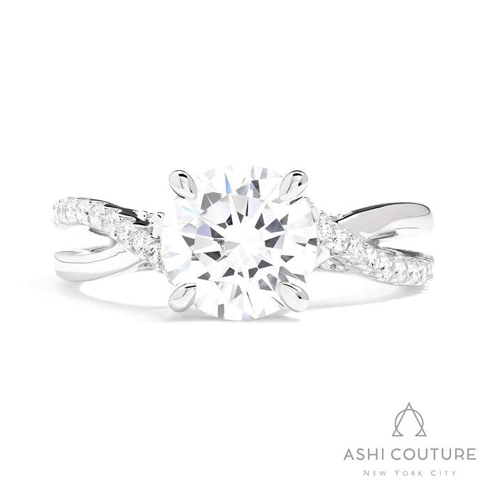 Bridal Alternate Diamond Round Bypass Semi-Mount Engagement Ring in White Gold