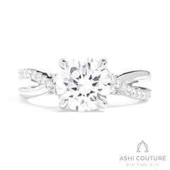 Bridal Alternate Diamond Round Bypass Semi-Mount Engagement Ring in White Gold