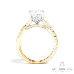 Bridal Alternate Diamond Pear Bypass Semi-Mount Engagement Ring in Yellow and White Gold