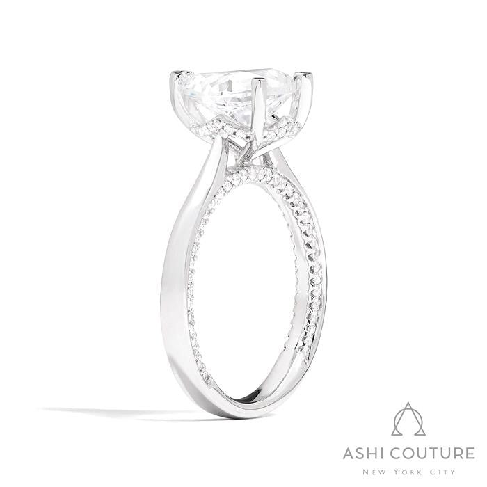 Bridal Solitaire Pear Semi-Mount Engagement Ring in White Gold