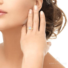 Bridal Solitaire Emerald Semi-Mount Engagement Ring in Yellow and White Gold