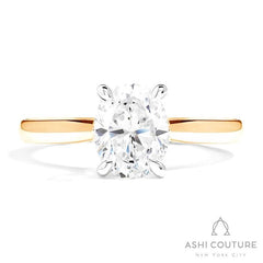 Bridal Solitaire Oval Semi-Mount Engagement Ring in Yellow and White Gold