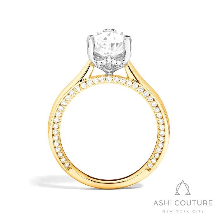 Bridal Solitaire Pear Semi-Mount Engagement Ring in Yellow and White Gold