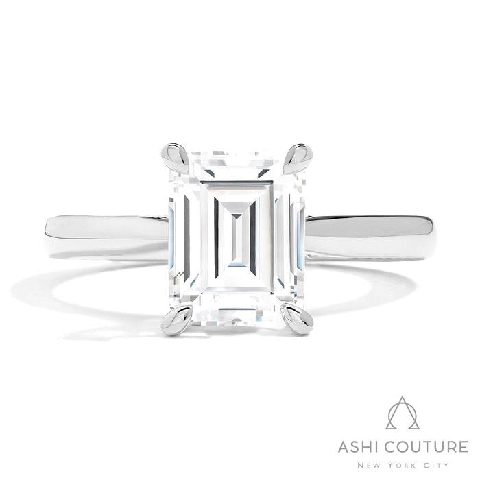 Bridal Solitaire Emerald Semi-Mount Engagement Ring in White Gold