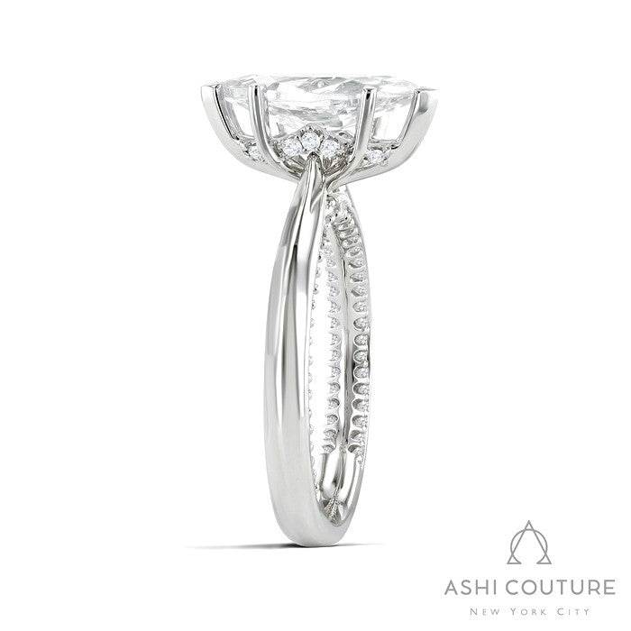 Bridal Solitaire Marquise Semi-Mount Engagement Ring in White Gold