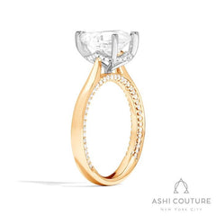 Bridal Solitaire Pear Semi-Mount Engagement Ring in Yellow and White Gold
