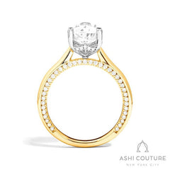 Bridal Solitaire Pear Semi-Mount Engagement Ring in Yellow and White Gold