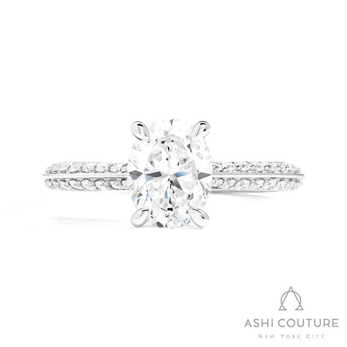 Bridal Knife-Edge Oval Semi-Mount Engagement Ring in White Gold