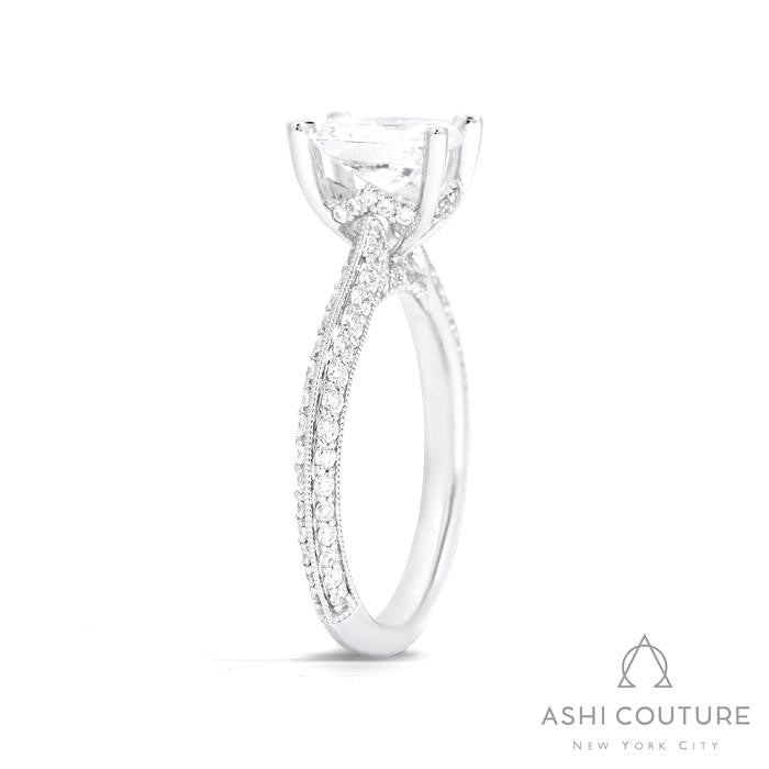 Bridal Knife-Edge Oval Semi-Mount Engagement Ring in White Gold