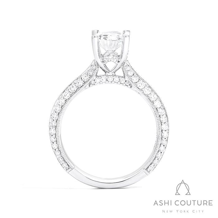 Bridal Knife-Edge Oval Semi-Mount Engagement Ring in White Gold