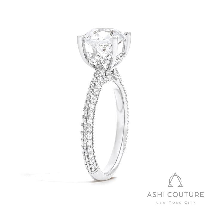 Bridal Knife-Edge Round Semi-Mount Engagement Ring in White Gold