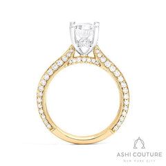 Bridal Knife-Edge Oval Semi-Mount Engagement Ring in Yellow and White Gold
