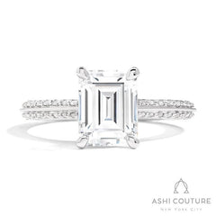 Bridal Knife-Edge Emerald Semi-Mount Engagement Ring in White Gold
