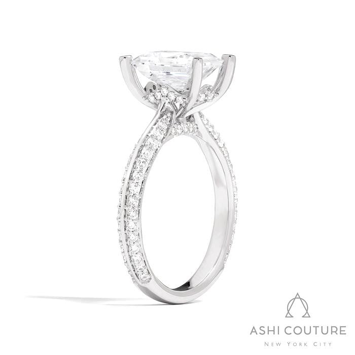Bridal Knife-Edge Emerald Semi-Mount Engagement Ring in White Gold