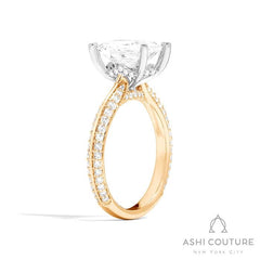 Bridal Knife-Edge Emerald Semi-Mount Engagement Ring in Yellow and White Gold