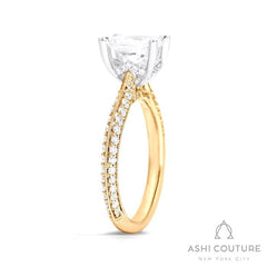 Bridal Knife-Edge Oval Semi-Mount Engagement Ring in Yellow and White Gold