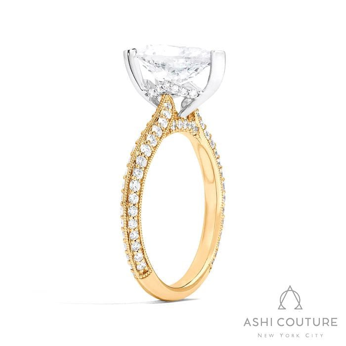 Bridal Knife-Edge Pear Semi-Mount Engagement Ring in Yellow and White Gold
