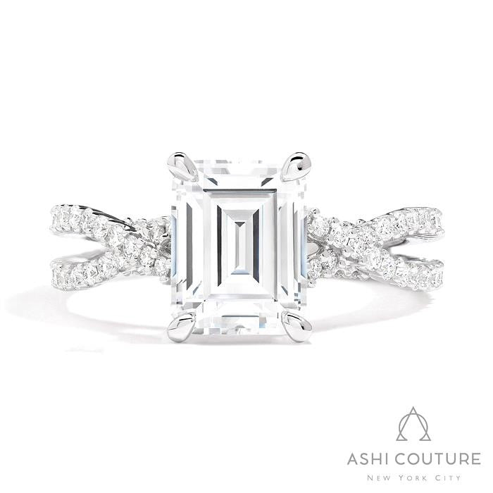 Bridal Bypass Emerald Semi-Mount Engagement Ring in White Gold