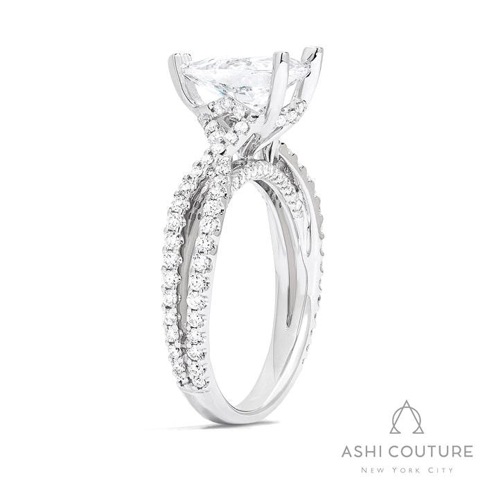 Bridal Bypass Pear Semi-Mount Engagement Ring in White Gold