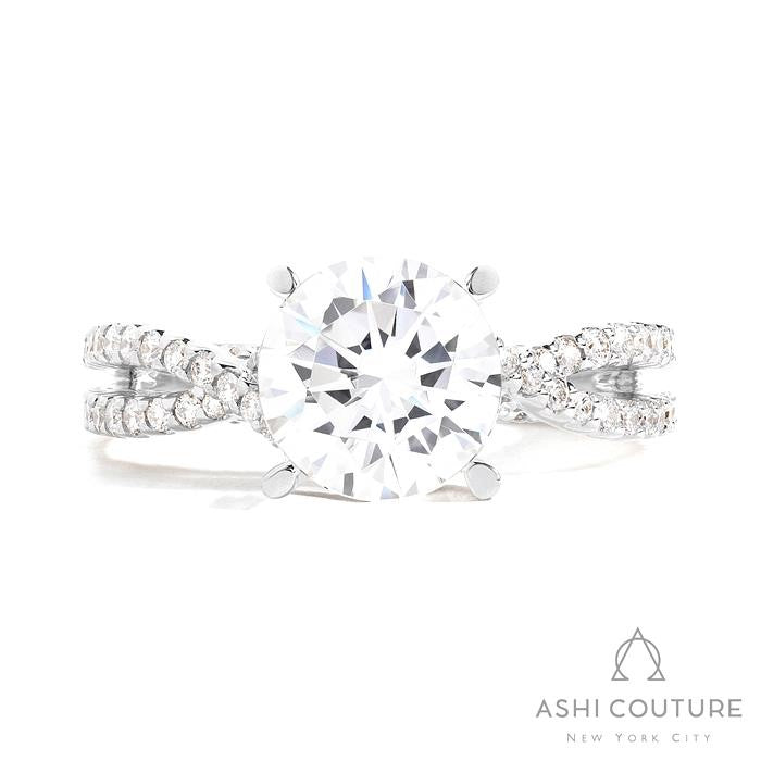 Bridal Bypass Round Semi-Mount Engagement Ring in White Gold