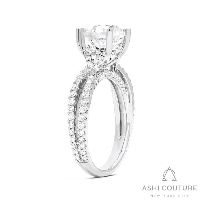 Bridal Bypass Round Semi-Mount Engagement Ring in White Gold